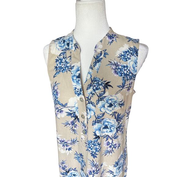 JH Floral Linen Blend Shift Dress Women's Size 4 Sleeveless Breathable Old Money - Picture 2 of 11